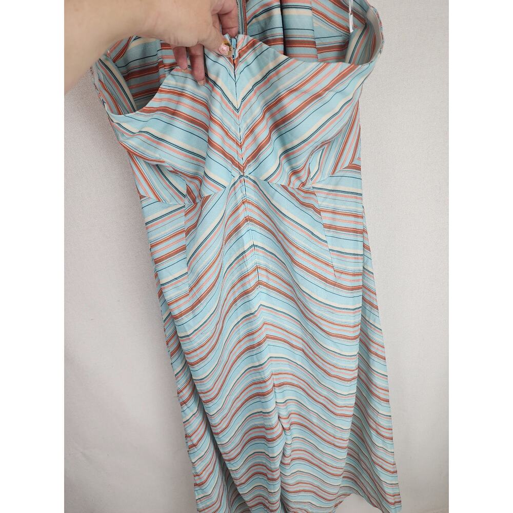 Unique Vintage Jumpsuit Women 3X Striped beachy Wide leg funky cropped Summer 70 - Picture 8 of 13